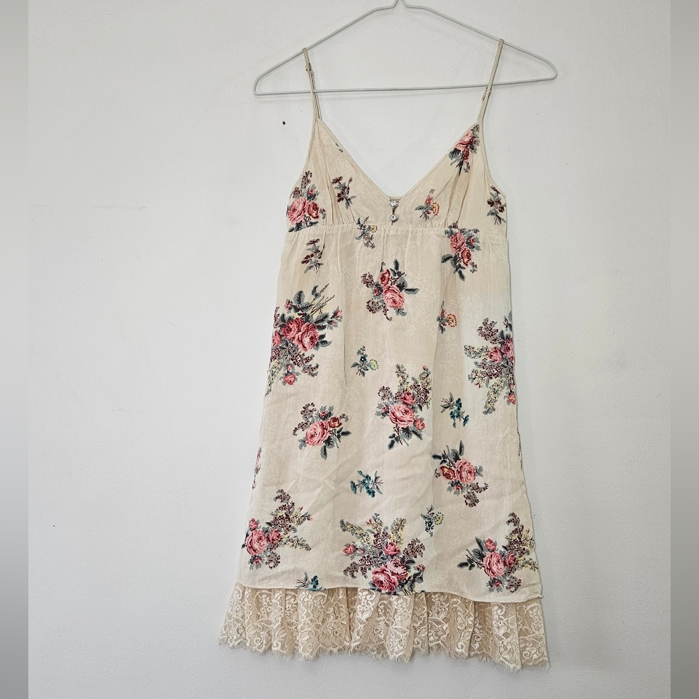 Vintage Guess Jeans Floral Slip Dress With Lace Size XS